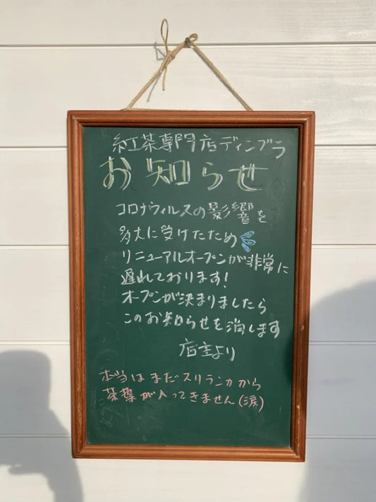 ディンブラの店頭に貼り出しました